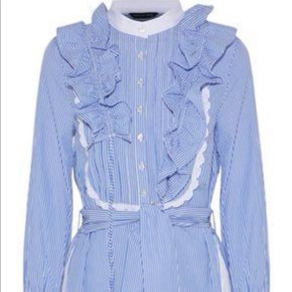 Marissa Webb ruffle striped blue sleeve dress - Picture 3 of 7